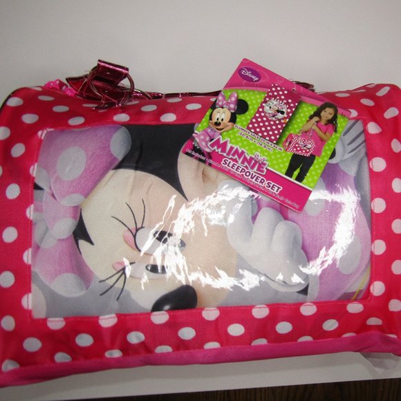 Disney Minnie Mouse toddler girls indoor sleepover set bag & tote Ages 3+